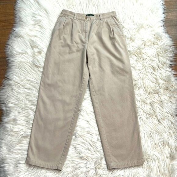 Lauren Ralph Lauren Pants Khaki High Rise Tapered Leg Ankle Size 10P 28x27 - Picture 1 of 10